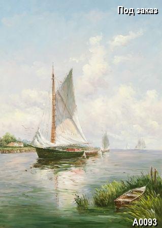 ������� Sailboat on the river, ����� Realism, �������� Marinizm (sea)