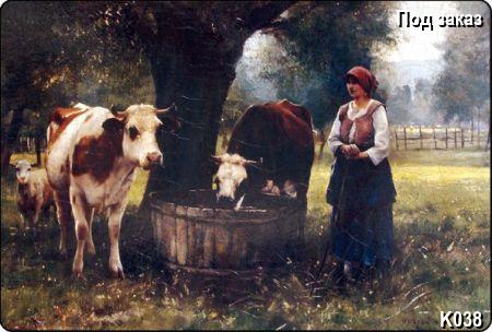 ������� The girl gives to drink cows, ����� Realism, �������� Animals